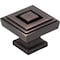 Jeffrey Alexander 1-1/4" Overall Length Brushed Oil Rubbed Bronze Square Delmar Cabinet Knob 585L-DBAC - alternate 1